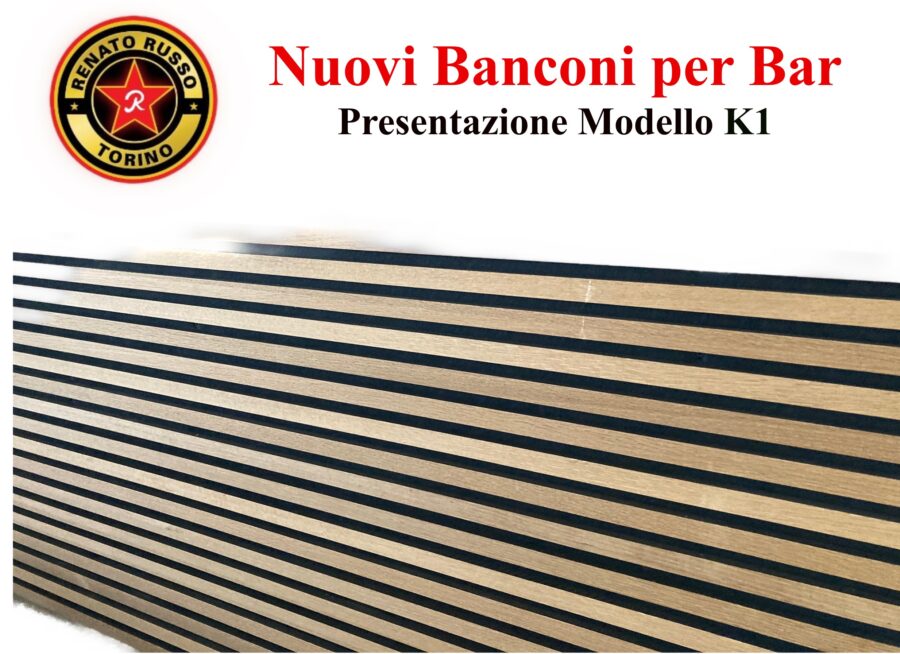 bancone bar con rivestimenti il listelli di rovere