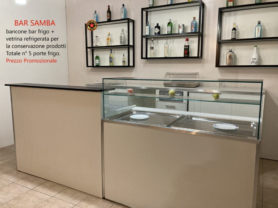 Bancone Bar Samba, nuovo modello con vetrina refrigerata