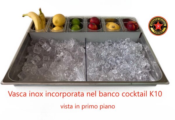 vasca cocktail inox incorporata nel banco